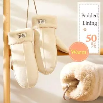 Женские уличные плюшевые висячие варежки, флисовые замшевые перчатки, сохраняющие тепло, зимние, ветрозащитные, однотонные озеро синий