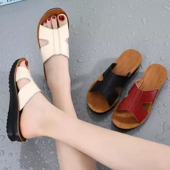 Женские уличные прогулочные тапочки, летние шлепанцы на платформе с открытым носком, удобные повседневные сандалии больших размеров EU: 36 слоновая кость