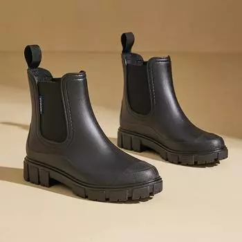 Женские уличные водонепроницаемые короткие резиновые сапоги стильного дизайна для ношения на улице Водная обувь Резиновые сапоги Галоши Водонепр 36 чёрный