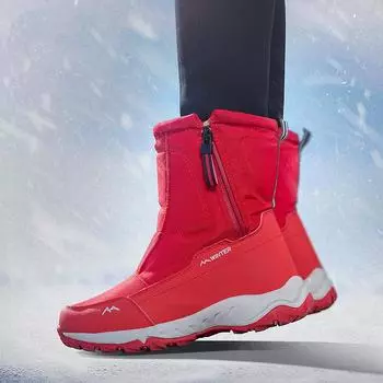 Женские уличные зимние новые зимние ботинки, утепленная теплая зимняя обувь, нескользящая водонепроницаемая короткая хлопковая обувь 41 темно-красного