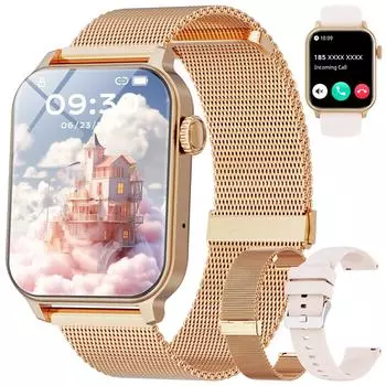 Женские умные часы с функцией Bluetooth-звонка/100 спортивных режимов/напоминания о сообщениях, водонепроницаемый фитнес-трекер IP67 золотой