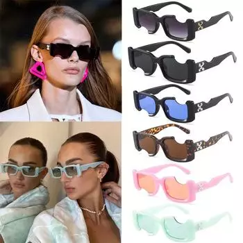 Женские унисекс дизайнерские отличительные мужские солнцезащитные очки прямоугольные неполные UV400 ручная работа