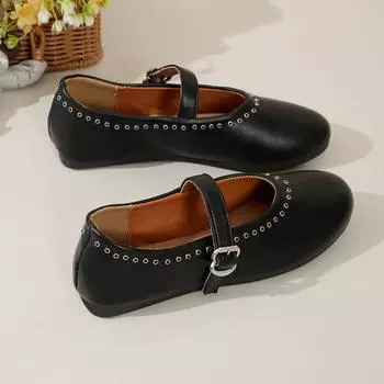 Женские универсальные балетки, новые удобные кроссовки из кожи с пряжкой, женские балетки, хит продаж, лоферы, обувь для женщин, Zapatos De Mujer 35 чёрный