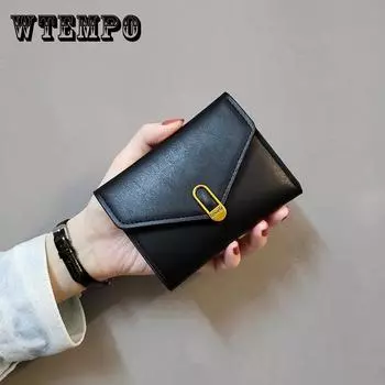 Женские универсальные короткие кошельки из искусственной кожи, винтажный кошелек, однотонный кошелек для кредитных карт, банковских карт, повседневный мини-брендовый кошелек 12*9*2cm красный