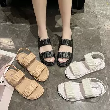 Женские универсальные нескользящие сандалии на плоской подошве: Стильная летняя пляжная и домашняя/уличная одежда 40