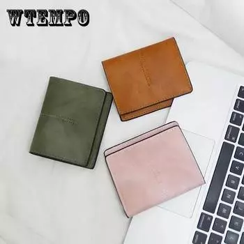 Женские универсальные тонкие короткие кошельки, винтажный кошелек, кредитная карта, банковская карта, однотонный кошелек, повседневный мини-брендовый кошелек 11*9*1cm розовый