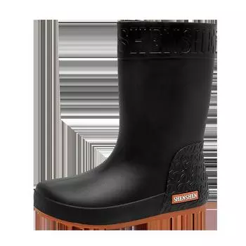 Женские универсальные трендовые водонепроницаемые резиновые дождевые сапоги с противоскользящей подошвой и бархатной подкладкой для сохранения тепла 36 чёрный