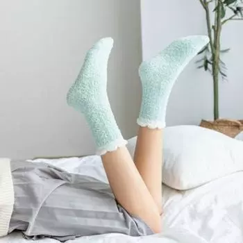 Женские утепленные бархатные носки кораллового цвета, зимние мягкие теплые повседневные носки-тапочки, милые домашние носки средней длины, носки для сна, 1 пара