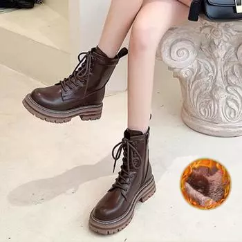 Женские утепленные ботинки Martin, новые зимние супермягкие нескользящие классические утолщенные хлопковые теплые короткие ботинки на шнуровке 35 чёрный