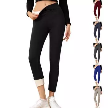 Женские утепленные брюки-карандаш из овечьей шерсти с высокой талией и низом и теплыми брюками S чёрный