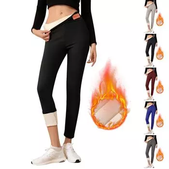 Женские утепленные брюки-карандаш из овечьей шерсти с высокой талией и низом и теплыми брюками XXL чёрный