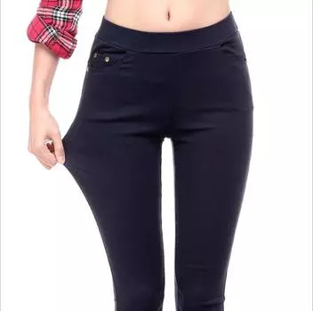 Женские утепленные брюки-кюлоты весна-осень Pure Color Slim Thin Nine-minute 3XL