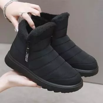 Женские утепленные флисовые сапоги для мам, зимние сапоги на платформе с высоким голенищем из хлопка 36