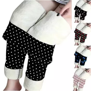 Женские утепленные кашемировые брюки с рождественским принтом и высокой талией из эластичного утолщенного кашемира L серый