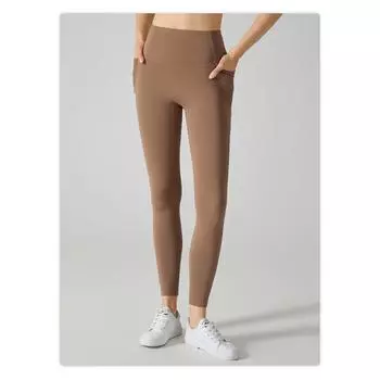 Женские утепленные осенне-зимние спортивные узкие брюки для йоги с высокой талией S чёрный