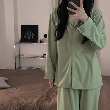 Женские утепленные пижамы с длинными рукавами и брюками, однотонные пижамы, женская домашняя одежда для спальни, женские пижамы M