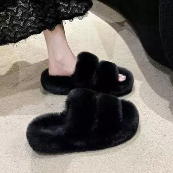 Женские утепленные плюшевые тапочки на меху, зимние слипоны, лоферы на массивной платформе, туфли-лодочки, женские хлопковые тапочки с толстой подошвой, шлепанцы 35 хаки