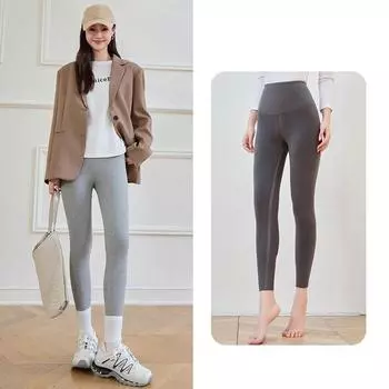 Женские утепленные штаны для йоги с высокой талией, спортивные леггинсы из флиса с нитками, леггинсы для фитнеса, брюки для бега S чёрный