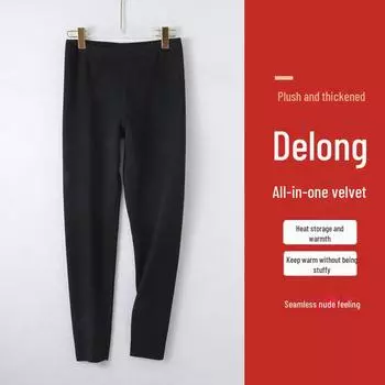 Женские утолщенные немецкие бархатные теплые зимние брюки XL чёрный