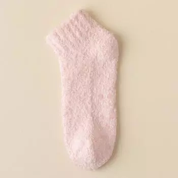 Женские утолщенные плюшевые носки Теплые зимние Мягкие кораллового велюра Силиконовые точки Нескользящие Короткие носки Домашние Защищающие от холода Термальные носки для пола One Size