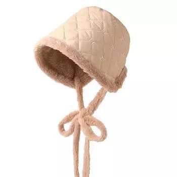 Женские утолщенные плюшевые панамы, клетчатые шапки для защиты ушей, рыбацкие шапки на шнуровке, зимние однотонные теплые шапки хаки