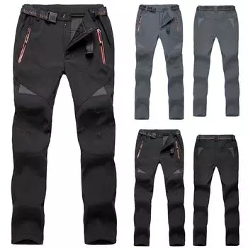 Женские утолщенные водонепроницаемые и ветрозащитные брюки для альпинизма на открытом воздухе L чёрный