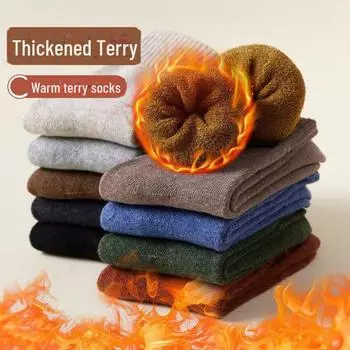 Женские утолщенные зимние махровые носки средней длины, плюс теплые бархатные длинные носки One Size хаки