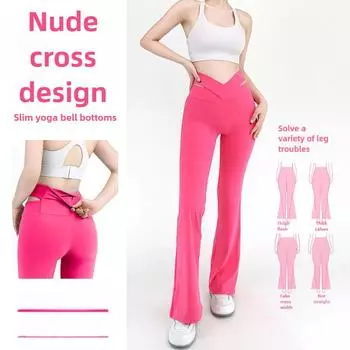 Женские утягивающие брюки с высокой талией и широкими штанинами для фитнеса и йоги M чёрный