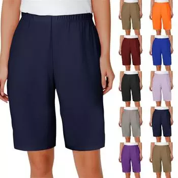 Женские утягивающие леггинсы с высокой талией, брюки-клеш с эластичной талией и короткими штанинами больших размеров L