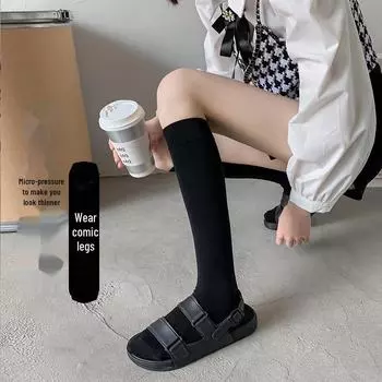 Женские утягивающие носки до середины икры 2024 года: Комфорт и стиль на все времена года 1 pair, One Size чёрный