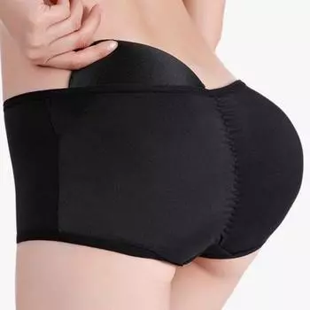 Женские утягивающие трусики с низкой талией, бесшовные трусики с подушечками для бедер, корректирующие повседневные трусы M чёрный