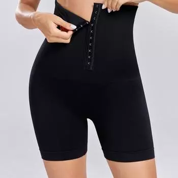 Женские утягивающие трусики с поясом и высокой талией, корректирующие шорты для тела, утягивающие шорты больших размеров, утягивающее белье с крючками S чёрный