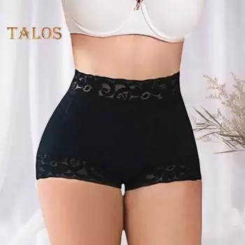 Женские утягивающие трусы с высокой талией и контролем живота, эластичные, большого размера, для стройной фигуры, с кружевным поясом, со стальными косточками, утягивающие бедра M бежевый