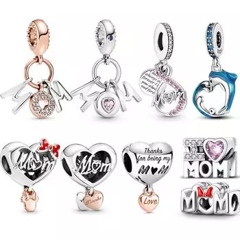 Женские ювелирные изделия браслет подходит оригинальный PAND0RA ювелирные изделия шармы День матери бусины изготовление 925 серебро матери аксессуары ожерелье