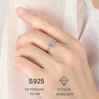 Женские ювелирные изделия из муассанита, регулируемое кольцо с покрытием из 18-каратного золота, вечерние помолвочные аксессуары из стерлингового серебра 925 пробы 0.5ct