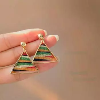 Женские ювелирные изделия из серебра 925 пробы, треугольные серьги, трендовые, милые, темпераментные, радужные серьги для женщин, аксессуары