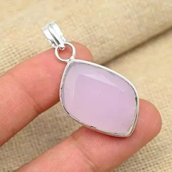 Женские ювелирные изделия из стерлингового серебра 925 пробы ручной работы с розовым халцедоном и драгоценным камнем 1.77 Inches розовый