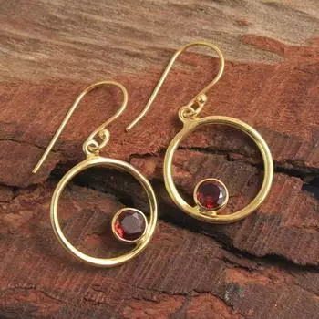 Женские ювелирные изделия из желтого золота с покрытием из стерлингового серебра 925 пробы и граната Январский камень серьги жёлтый/золотой