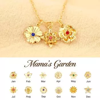 Женские ювелирные изделия Ремешки Разные месяцы Камни рождения Ожерелья Необработанный цветок Подвеска Стереоскопическое украшение Цветок Подвеска Ожерелье Цепочка для свитера