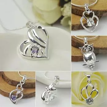 Женские ювелирные изделия с хрустальной подвеской для цепочки ожерелья 8 серебряный