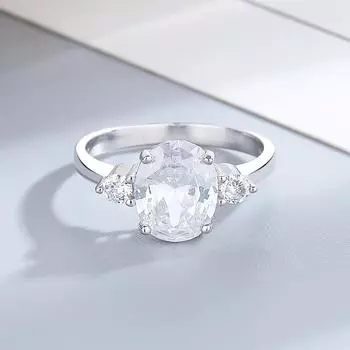Женские ювелирные изделия Серебряные кольца Белый циркон Овальное обручальное кольцо Обручальные свадебные кольца Модные украшения 6