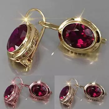 Женские ювелирные серьги Роскошные женские серьги-подвески Висячие серьги Винтажные серьги с цирконом для женщин, овальные украшения из хрусталя, подарок на День святого Валентина 1 pair красный