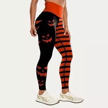 Женские ужасающие смайлики с принтом лица, эластичные леггинсы для йоги, фитнеса, бега, спортзала, спорта, активного отдыха XS чёрный