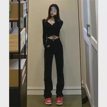 Женские узкие черные джинсы скинни с высокой талией M [Weight 90-100 kg]