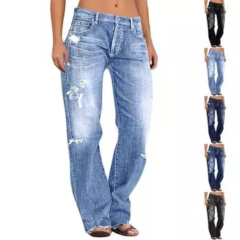 Женские узкие леггинсы с пуговицами спереди и сзади, с карманами, отверстиями, рабочие брюки, джинсовые брюки L чёрный