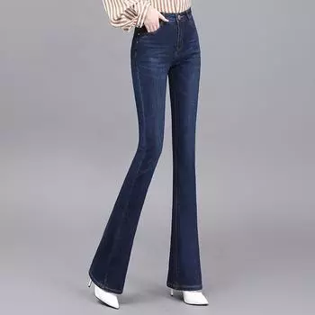 Женские узкие расклешенные джинсы с высокой талией, весна/осень 2025 г. — эластичные, доступны варианты больших размеров 31