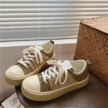 Женские Вулканизированные Туфли Холст Роскошные Весна Осень Розовые Спортивные Кроссовки Женские НОВЫЕ Шнуровка Плоские Кроссовки Туфли на Платформе Женские 35 красный