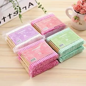 Женские ватные палочки с двойной головкой, ватные тампоны 100 шт./упак., инструменты для ухода за здоровьем, одноразовые деревянные палочки для чистки носа и ушей, для медицинских украшений белый