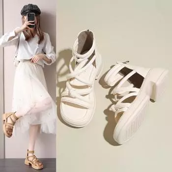 Женские вечерние босоножки с открытым носком 35 бежевый