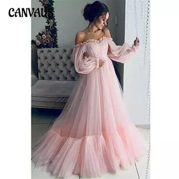 Женские вечерние платья Сетчатые свадебные платья на одно плечо с длинным рукавом Свободное платье